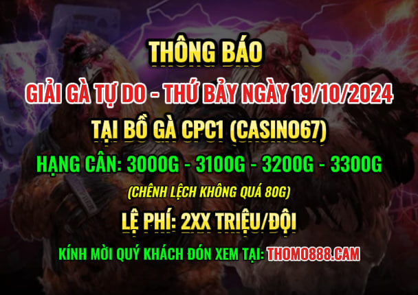 Giải Gà Tự Do CPC1 Ngày 19/10/2024